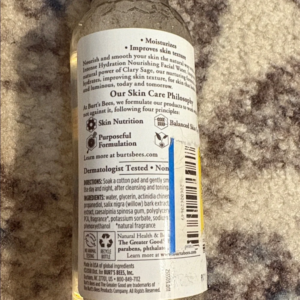 Burts bees nourishing facial water with clary sage hydrates moisturizes & sooths
